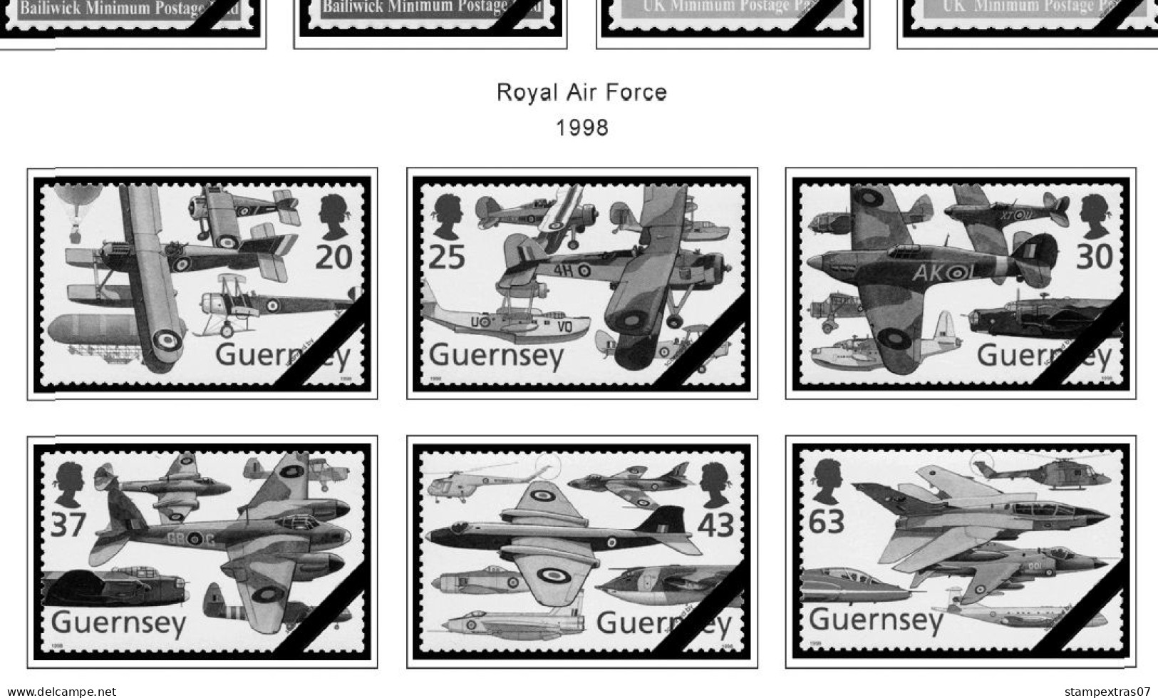 GB GUERNSEY 1958-2010 + 2011- 2020 STAMP ALBUM PAGES (212 b&w illustrated pages)