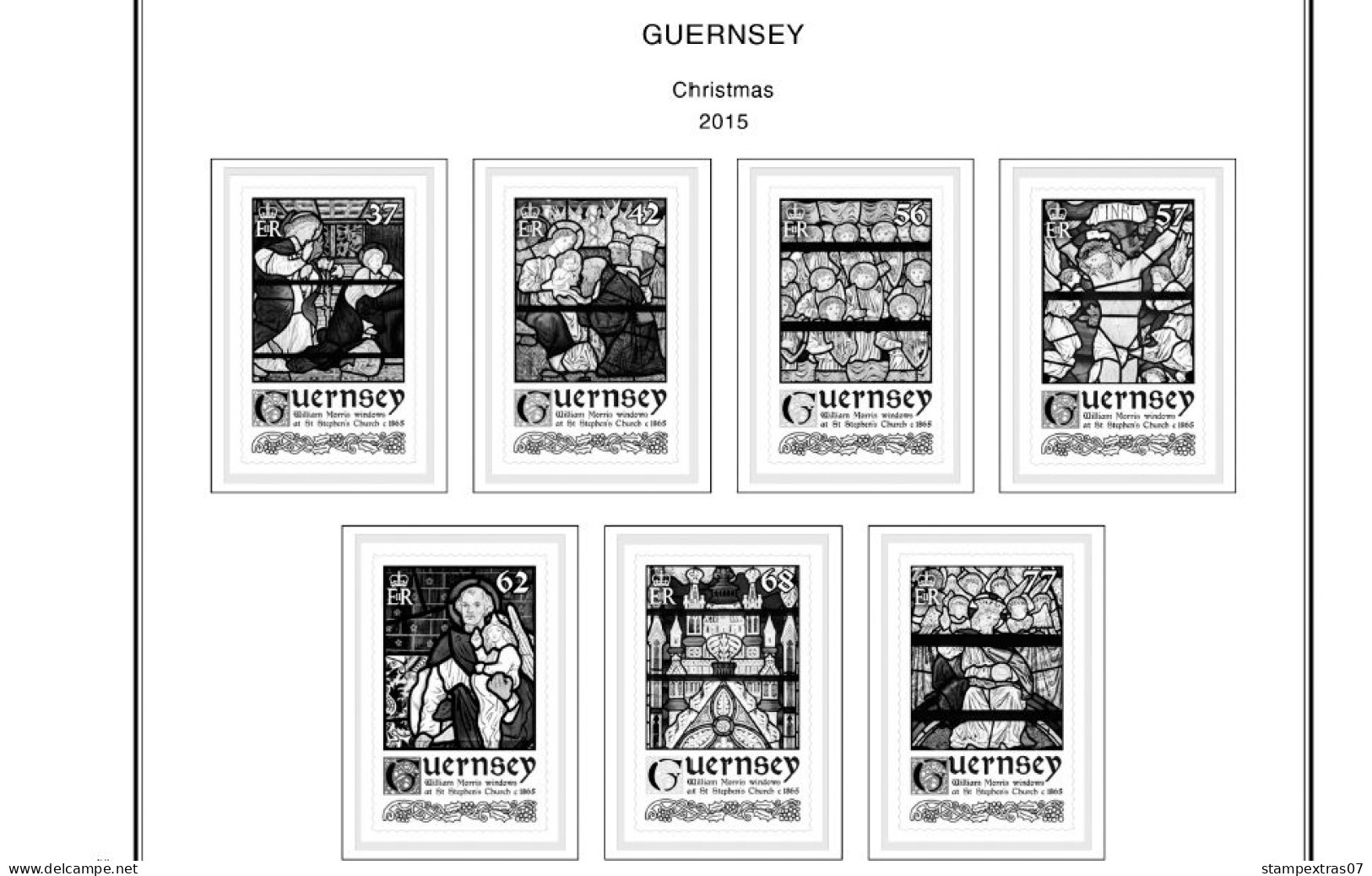 GB GUERNSEY 1958-2010 + 2011- 2020 STAMP ALBUM PAGES (212 b&w illustrated pages)