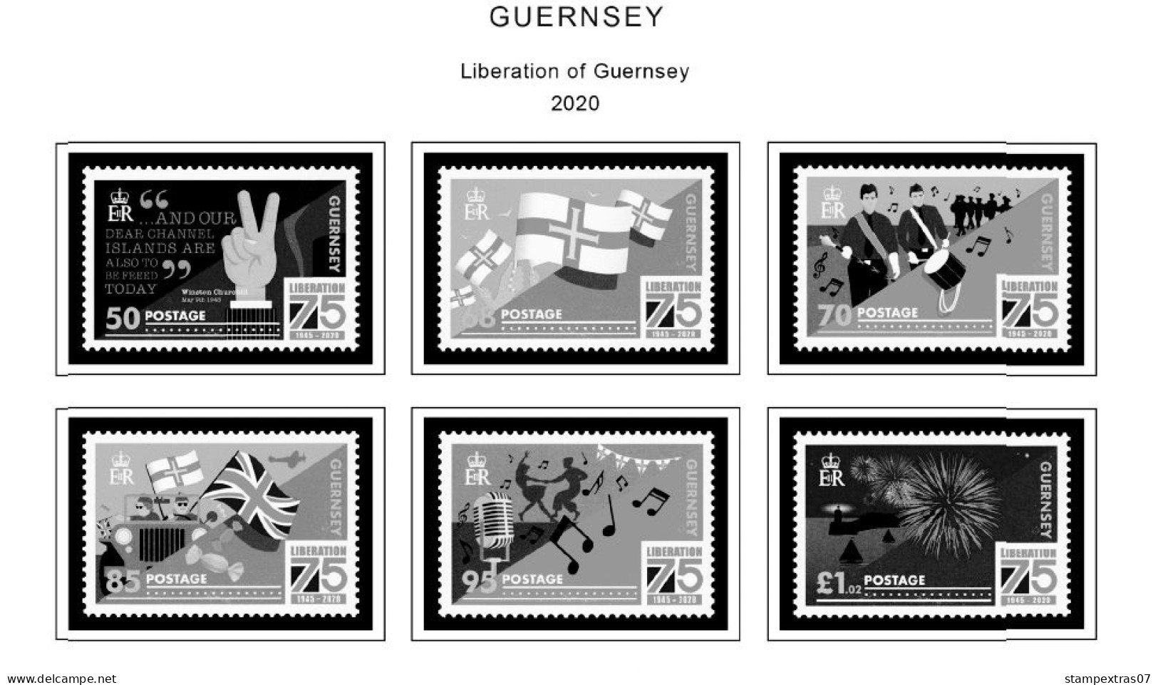 GB GUERNSEY 1958-2010 + 2011- 2020 STAMP ALBUM PAGES (212 b&w illustrated pages)