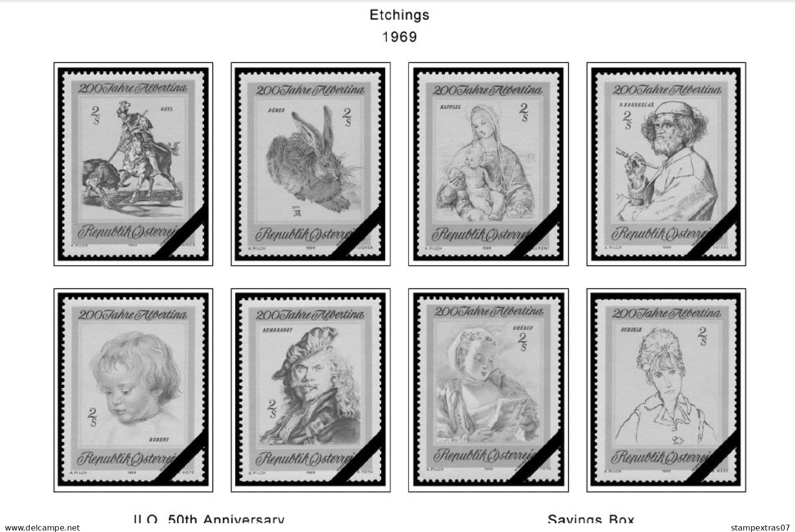 AUSTRIA 1850-2010 + 2011-2020 STAMP ALBUM PAGES (417 b&w illustrated pages)