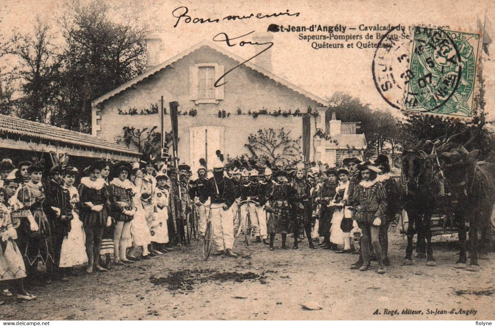 Saint Jean D'angély - La Cavalcade Du 12 Mai 1907 - Sapeurs Pompiers De Boyau Sec - Quêteurs Et Quêteuses - Saint-Jean-d'Angely
