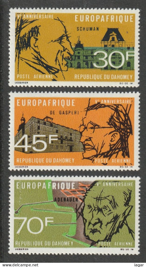 THEMATIC FAMOUS PEOPLE: SCHUMAN, DE GASPERI, ADENAUER. FOUNDERS OF THE "EUROPE" IDEA   -   DAHOMEY - Sonstige & Ohne Zuordnung