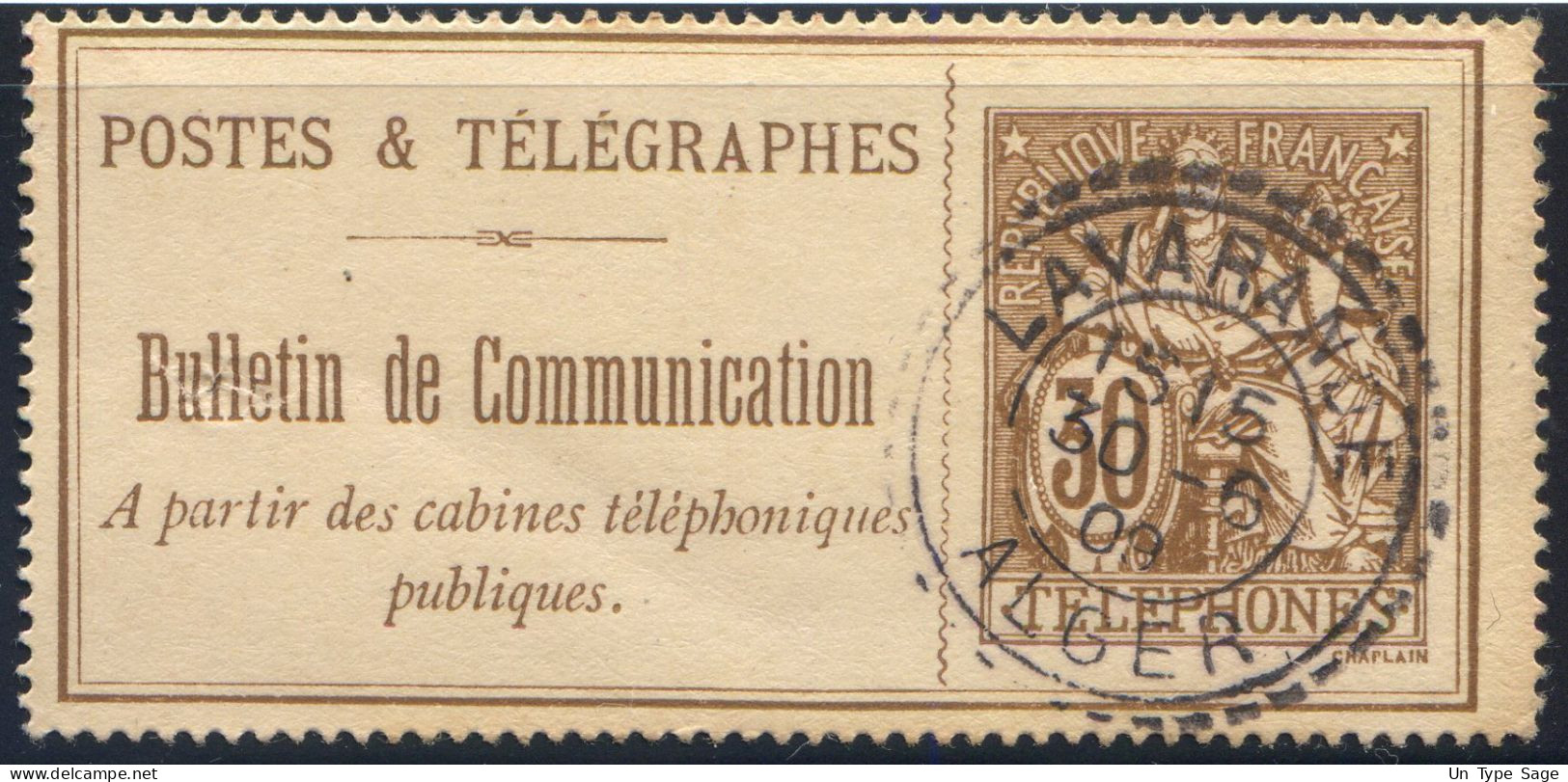 France, Téléphone N°25 TAD Perlé LAVARANDE, Alger 30.6.1909 - (F2766) - Telegraphie Und Telefon