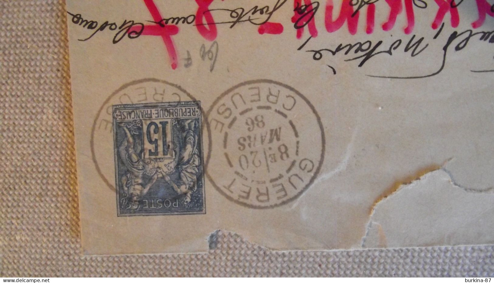 Enveloppe, Entier Postal Sage 15C, 1886, Postée  Guéret Pour Limoges 87 - Umschläge Mit Aufdruck (vor 1995)