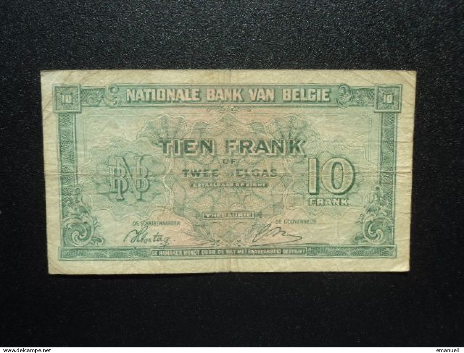 BELGIQUE : 10 FRANCS = 2 BELGAS   1.2.1943   CB 14 / P 122    Presque TB+ * - 10 Francs-2 Belgas