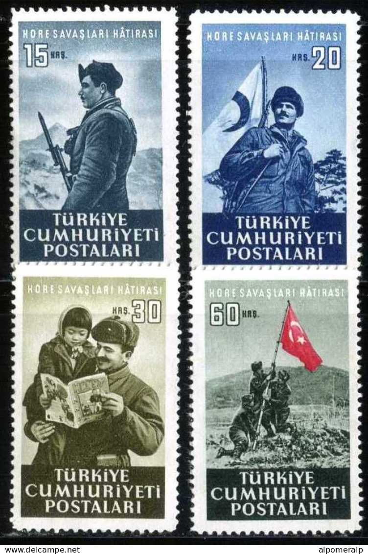 Türkiye 1952 Mi 1337-1340 Korea Volunteers | The Korean War - Used Stamps