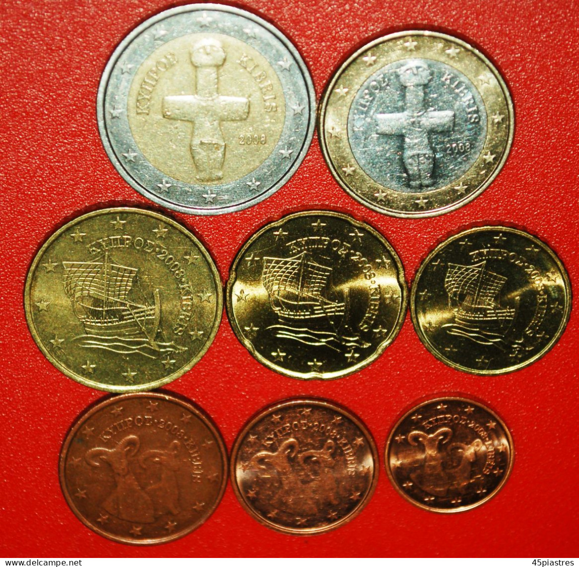 * FINLAND SHIPS AND ANIMALS: CYPRUS  EURO SET 8 COINS 2008! · LOW START! · NO RESERVE!!! - Chipre