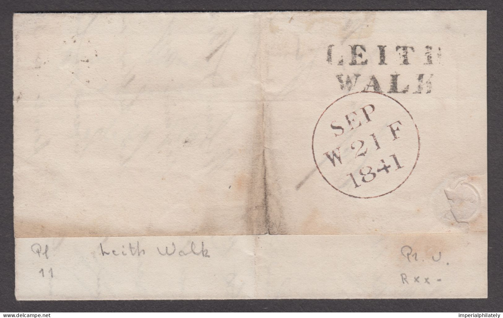 1841 1d Red Plate 11 TE (from The Black Plate), Fine To Huge Margins, Tied By Crisp Black MC On Wrapper (Scotland) - Covers & Documents