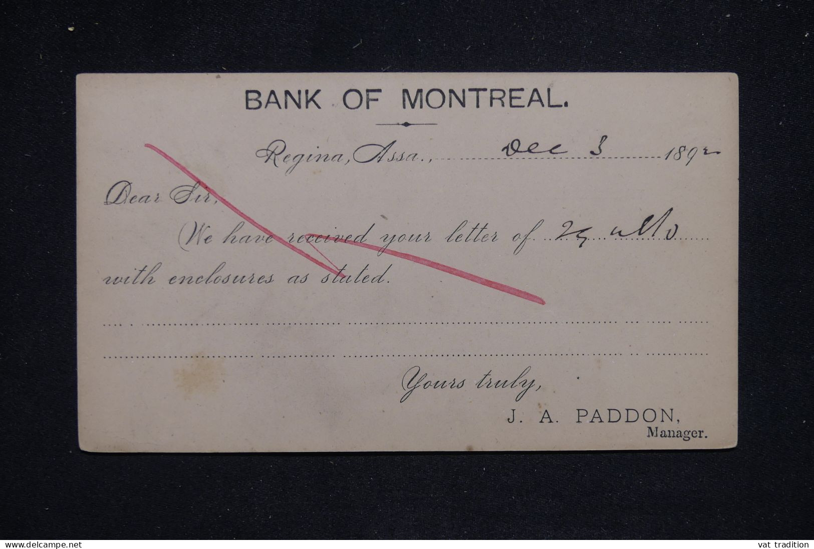 CANADA - Entier Postal Avec Repiquage Commercial De Regina Pour Toronto En 1892 - L 142930 - 1860-1899 Regering Van Victoria