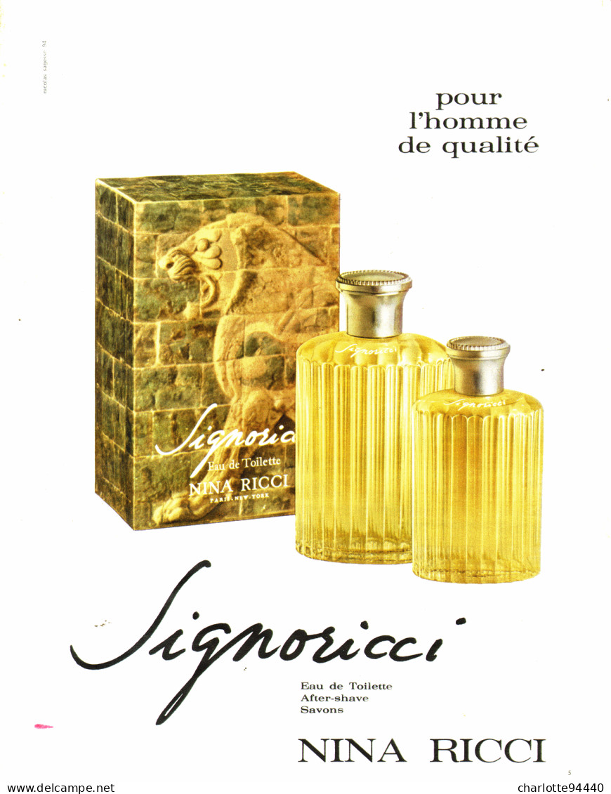 PUB PARFUM ( SIGNORICCI ) De " NINA RICCI " 1966 ( 1 ) - Non Classés