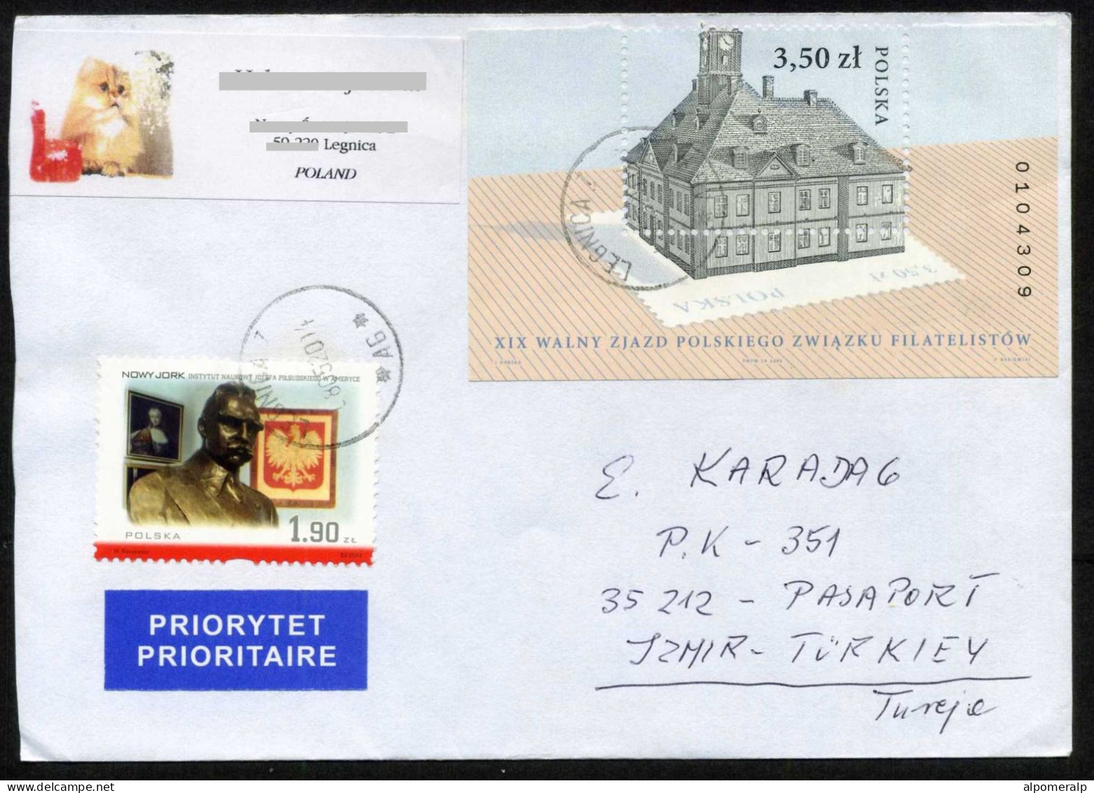 Poland Legnica 2020 Mail Cover Used To Istanbul | Coats Of Arms 2001 Mi 3893, Philatelic Congress, Lubin 2006 Mi 4256A - Brieven En Documenten