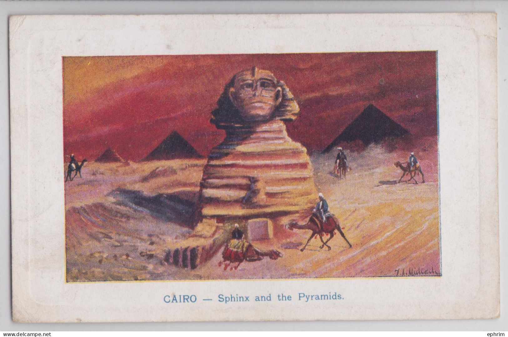 Cairo Sphinx And The Pyramids Egypt Postage Stamp Franking 1919 Le Caire Affranchissement Cachet Postal Timbre - Sphinx