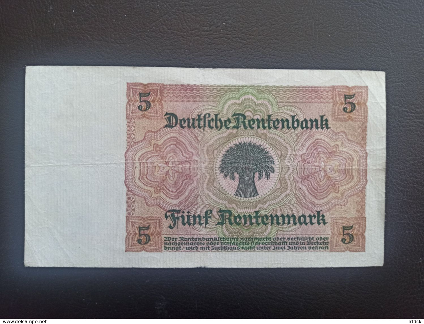 Billet Allemagne 5 Rentenmark - 5 Rentenmark