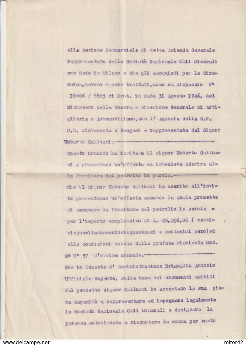 273a-Auto-Automobilismo-Carta Bollata Della Cirenaica (ex Colonia Italiana) Riguardante Gruppo Automobilistico - Automobilismo