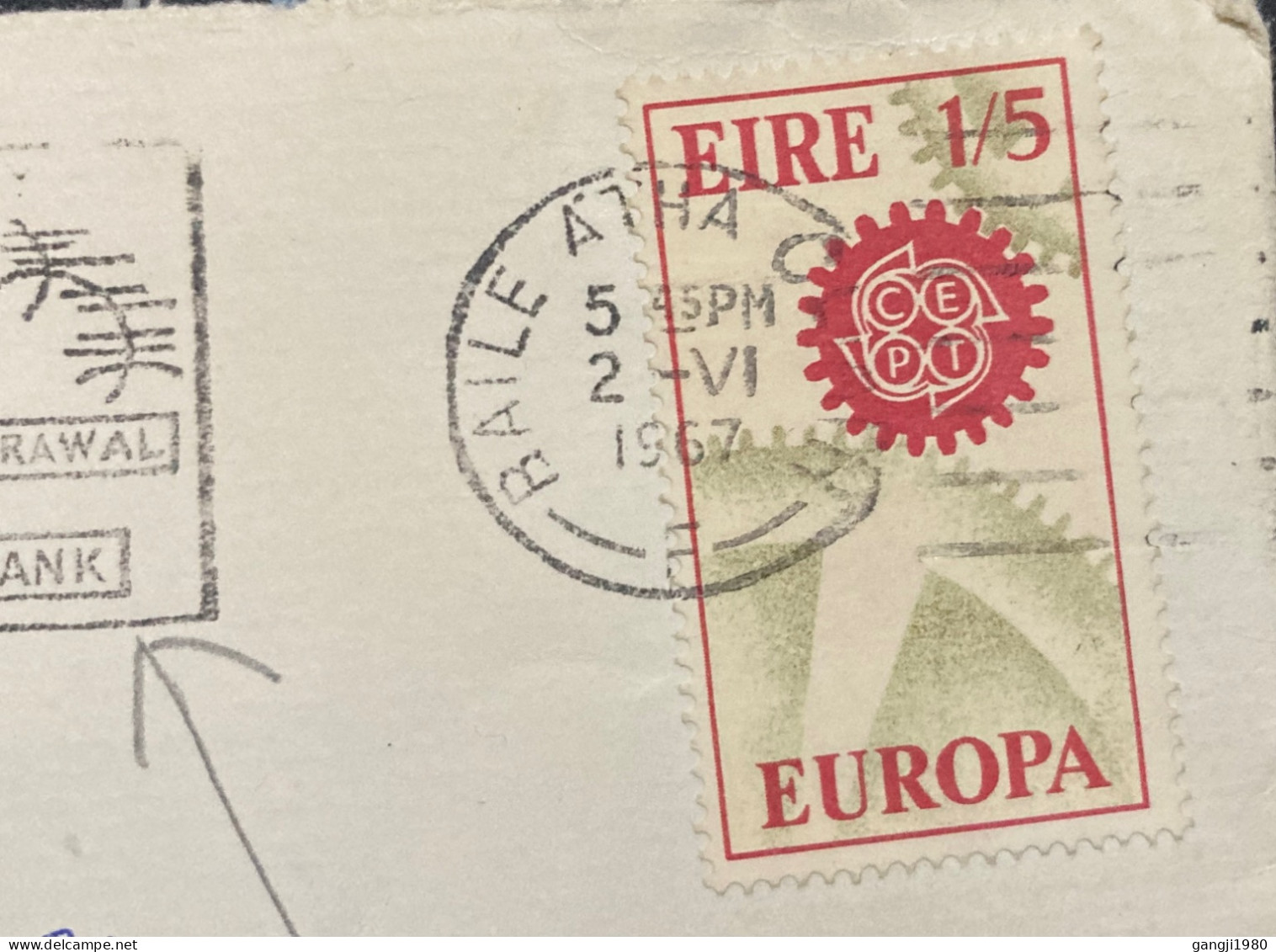 IRELAND 1967, COVER USED TO USA,BAILE ATHA CITY CANCEL, BUILDING PICTURE, EUROPA STAMP. - Covers & Documents