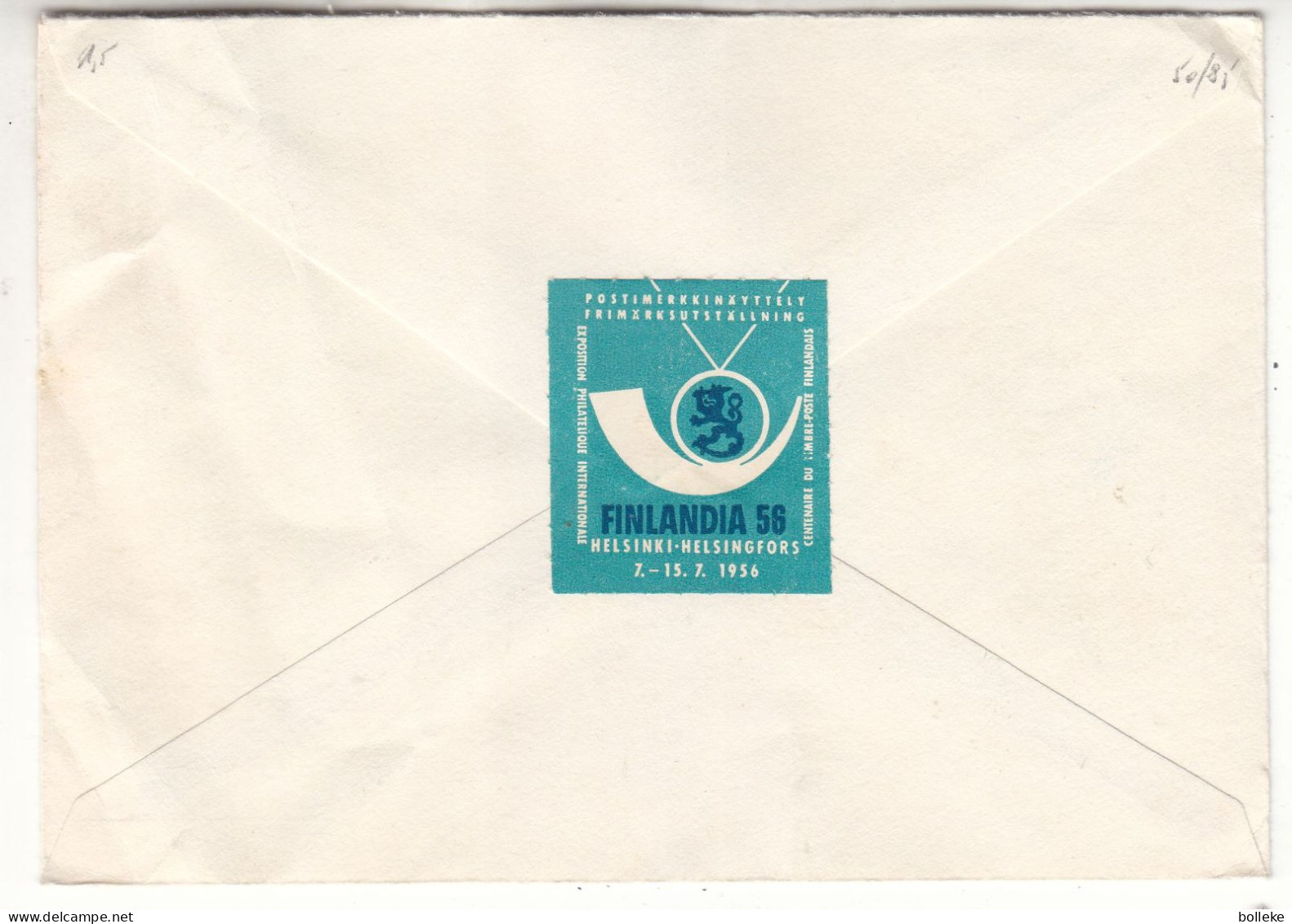 Finlande - Lettre De 1956 - Oblit Helsinki - Expo Finlandia 56 - Avec Vignette - - Brieven En Documenten