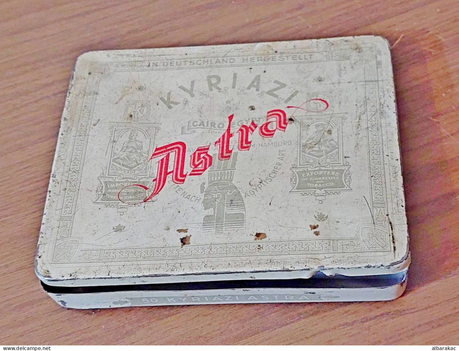 Kyriazi Astra Cairo Hamburg Tobacco 50 Cigarettes ,old Tin Box Empty Case Deutschland - Zigarettenetuis (leer)