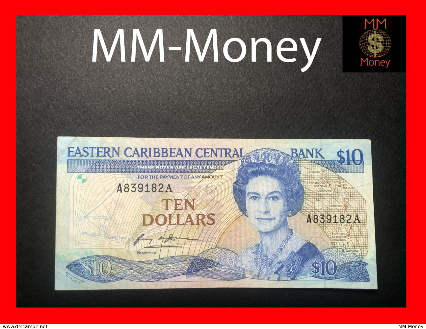 East - Eastern Caribbean   10 $  1985   P. 23  *A*   "Antigua"     VF - Caraïbes Orientales