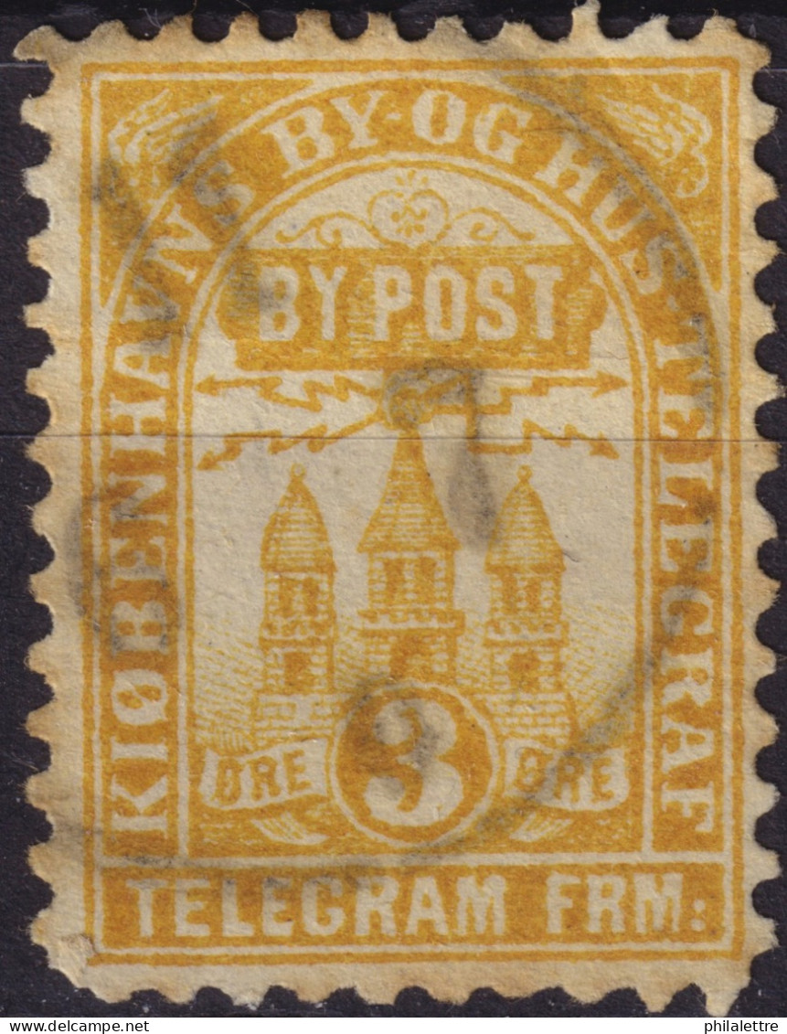 DANEMARK / DENMARK - 1881 - COPENHAGEN Lauritzen & Thaulow Local Post 3 øre Chrome Yellow - VF Used° -h - Local Post Stamps