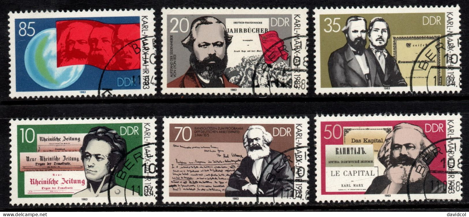 2544A - DDR - 1983 - MI#: 2783-2788 - USED - KARL MARX - CV: € 3.80 - Karl Marx