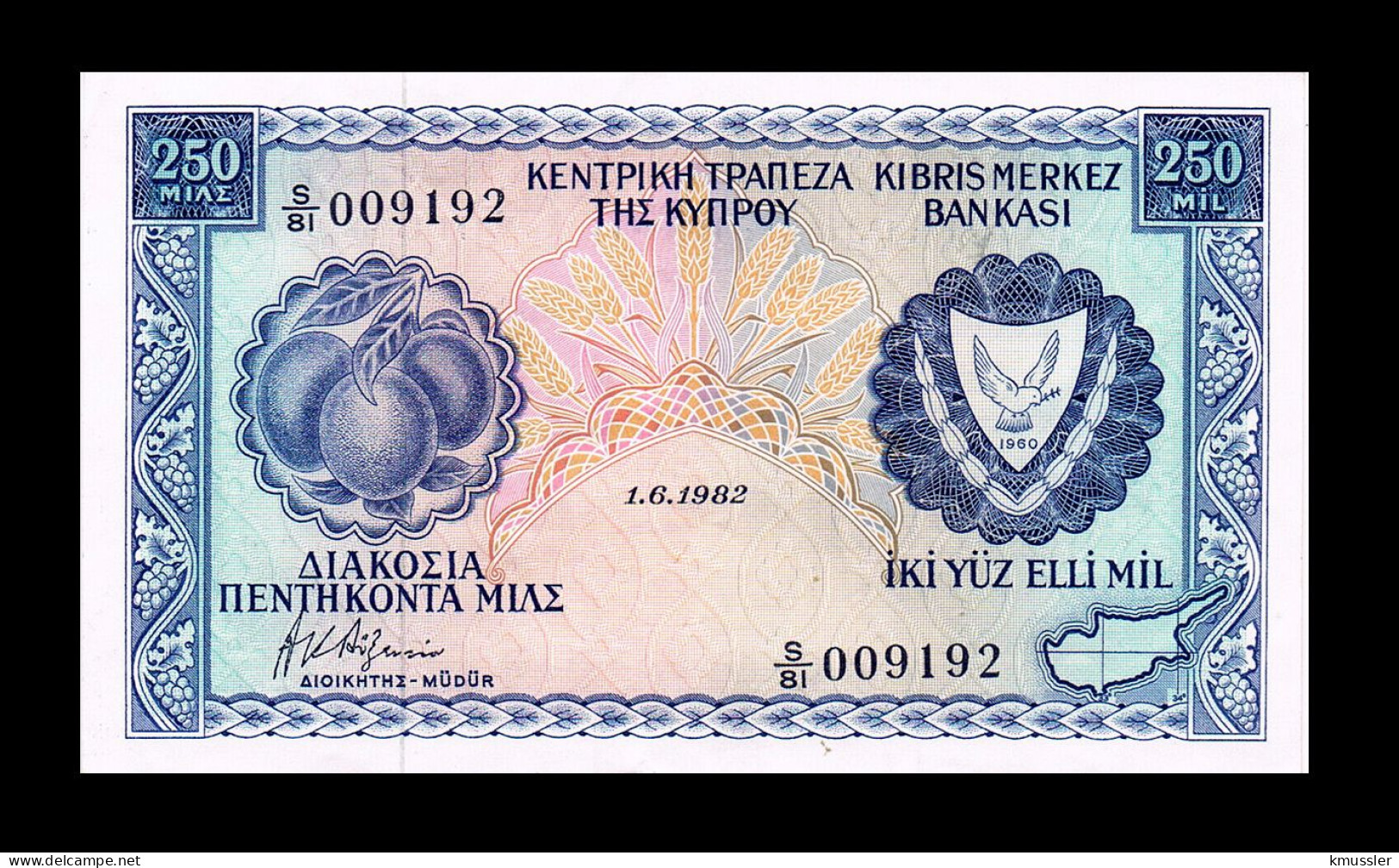 # # # Banknote Zypern (Cyprus) 250 Mils 1982 # # # - Chypre