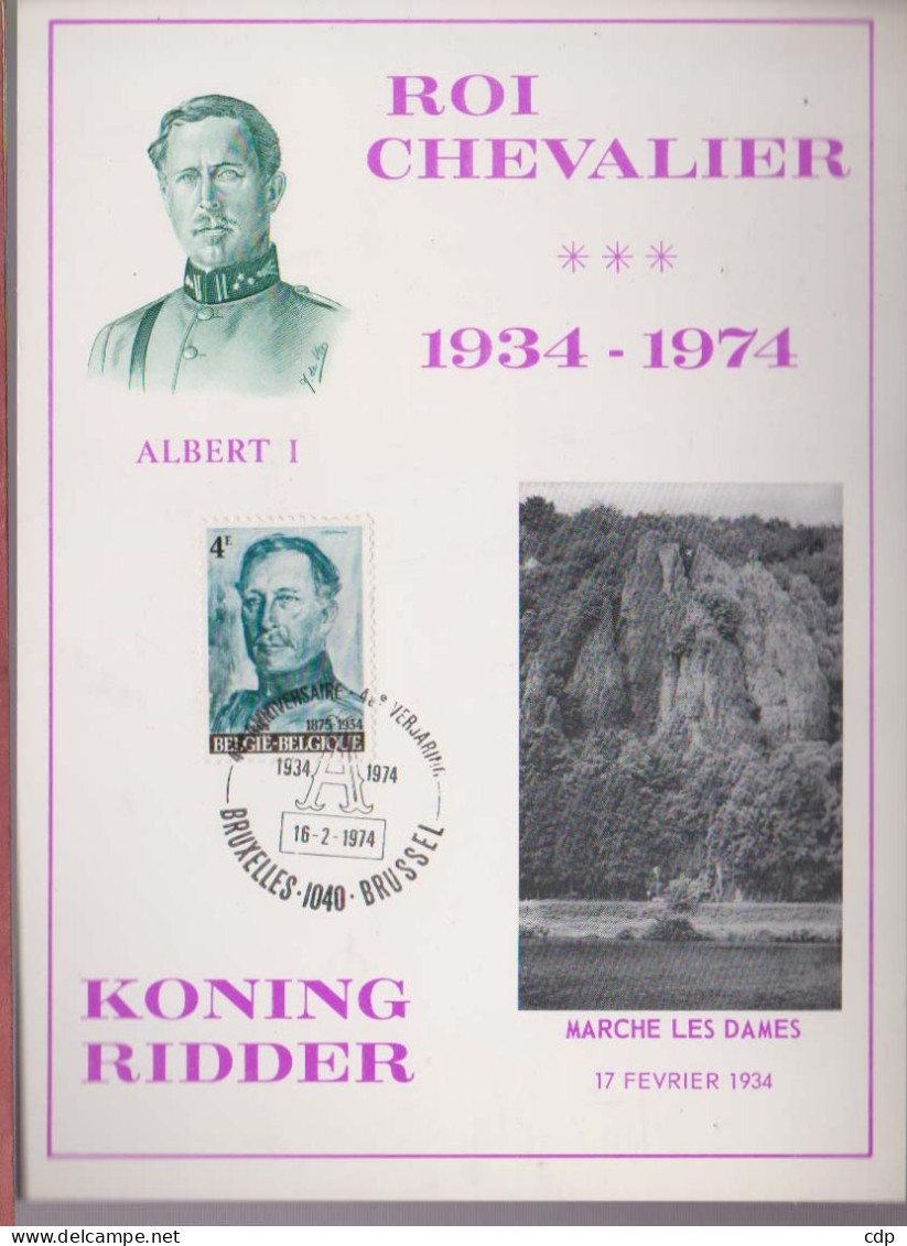 Carte Anniversaire Décès Roi Albert  Marche Les Dames Avec Timbre  1974 - Non Classés