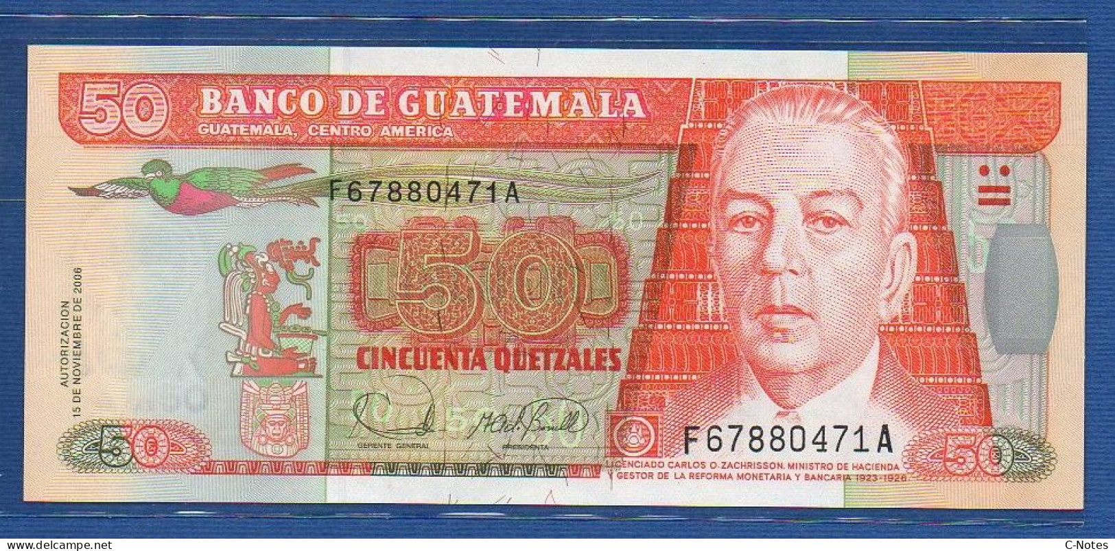 GUATEMALA - P.113a – 50 Quetzales 2006 UNC, S/n  F67880471A, Printer: De La Rue, London - Guatemala