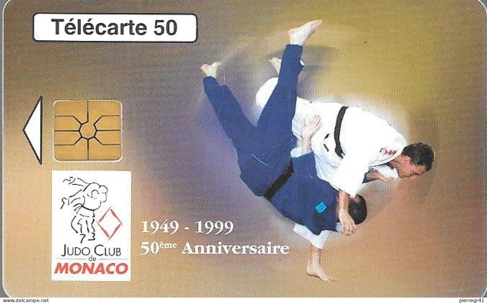 CARTE-PUBLIC-MONACO-50U-MF49-GEM A-08/98-JUDO-50 E Anniversaire-V°N° Série 9002-UTILISE-TBE - Monaco