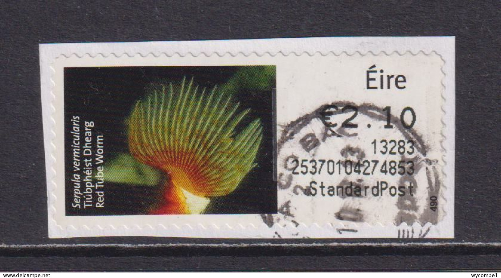 IRELAND  -  2013 Red Tube Worm SOAR (Stamp On A Roll)  CDS  Used On Piece As Scan - Oblitérés