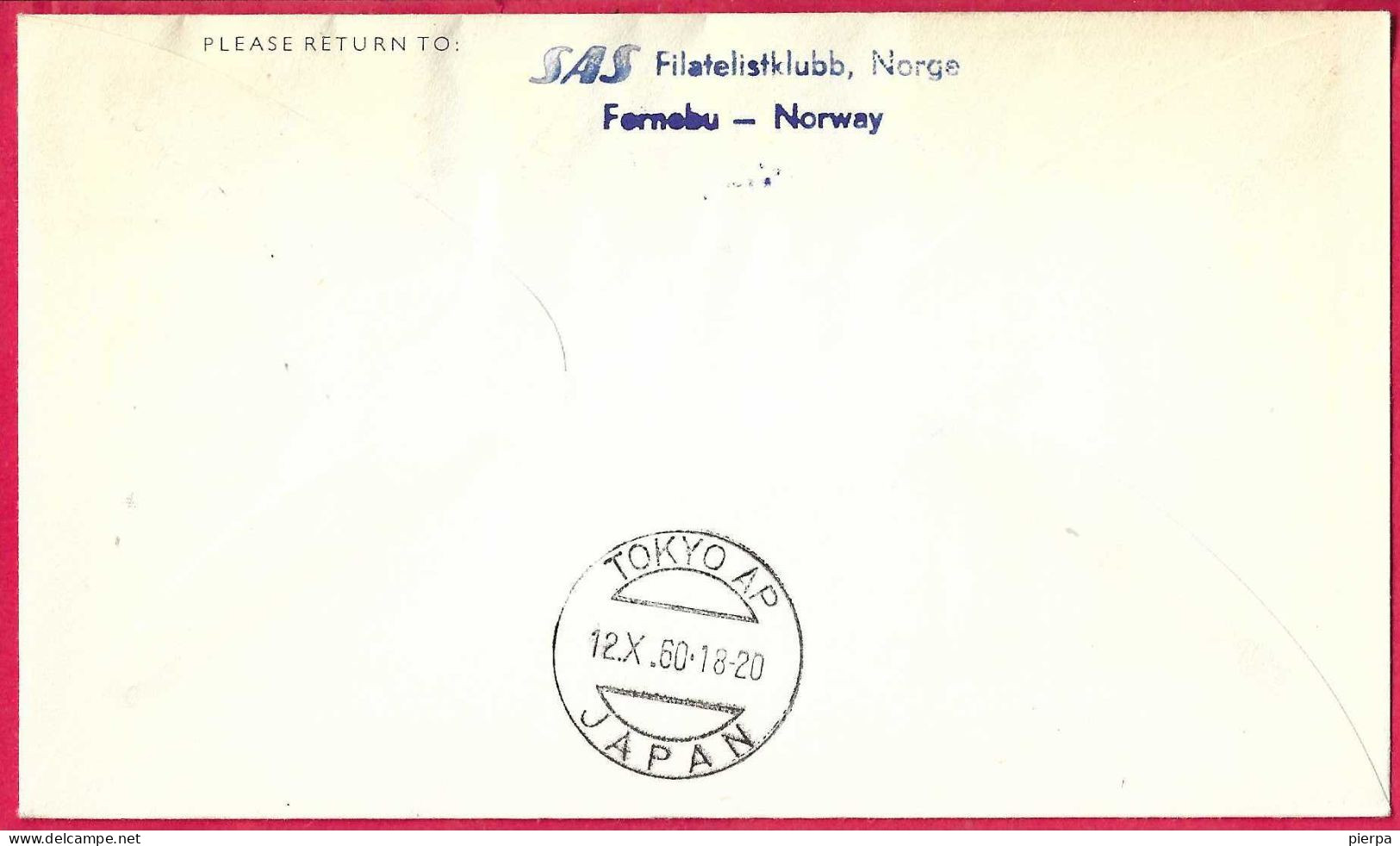 NORGE - FIRST DOUGLAS DC-8 FLIGHT - SAS - FROM OSLO TO TOKYO *11.10.60* ON OFFICIAL COVER - Lettres & Documents