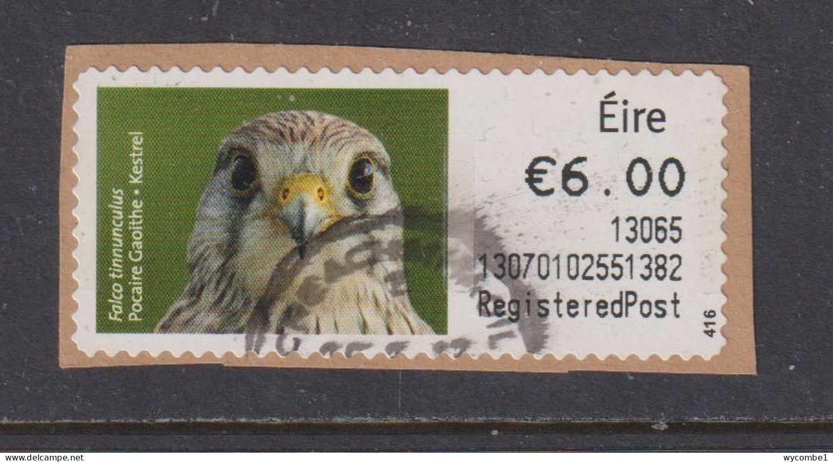 IRELAND  -  2012 Kestrel SOAR (Stamp On A Roll)  CDS  Used On Piece As Scan - Oblitérés