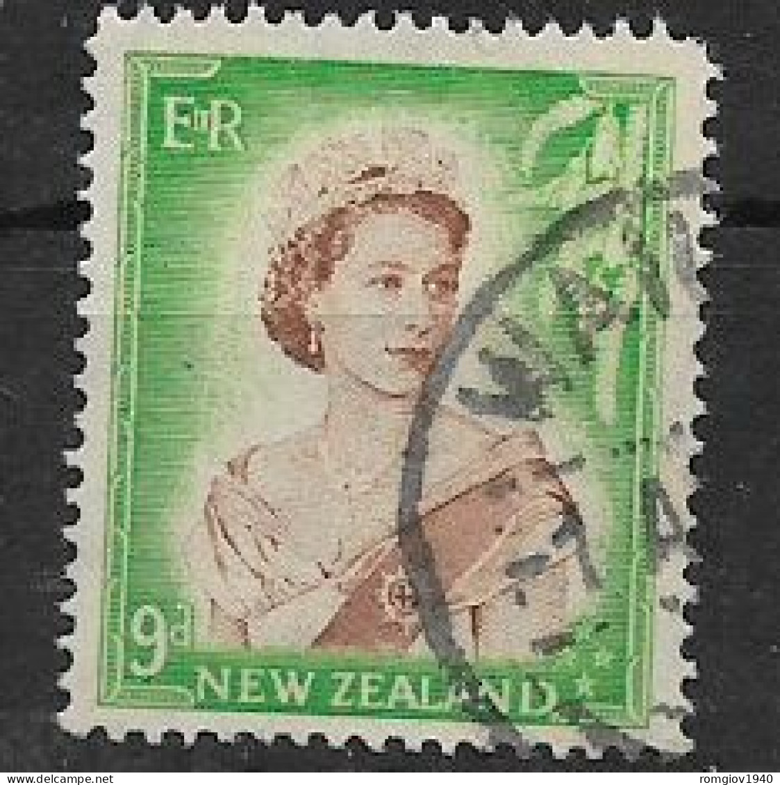 NUOVA ZELANDA  1953-54 SERIE ORDINARIA ELISABETTA II UNIF. 377  USATO VF - Gebraucht