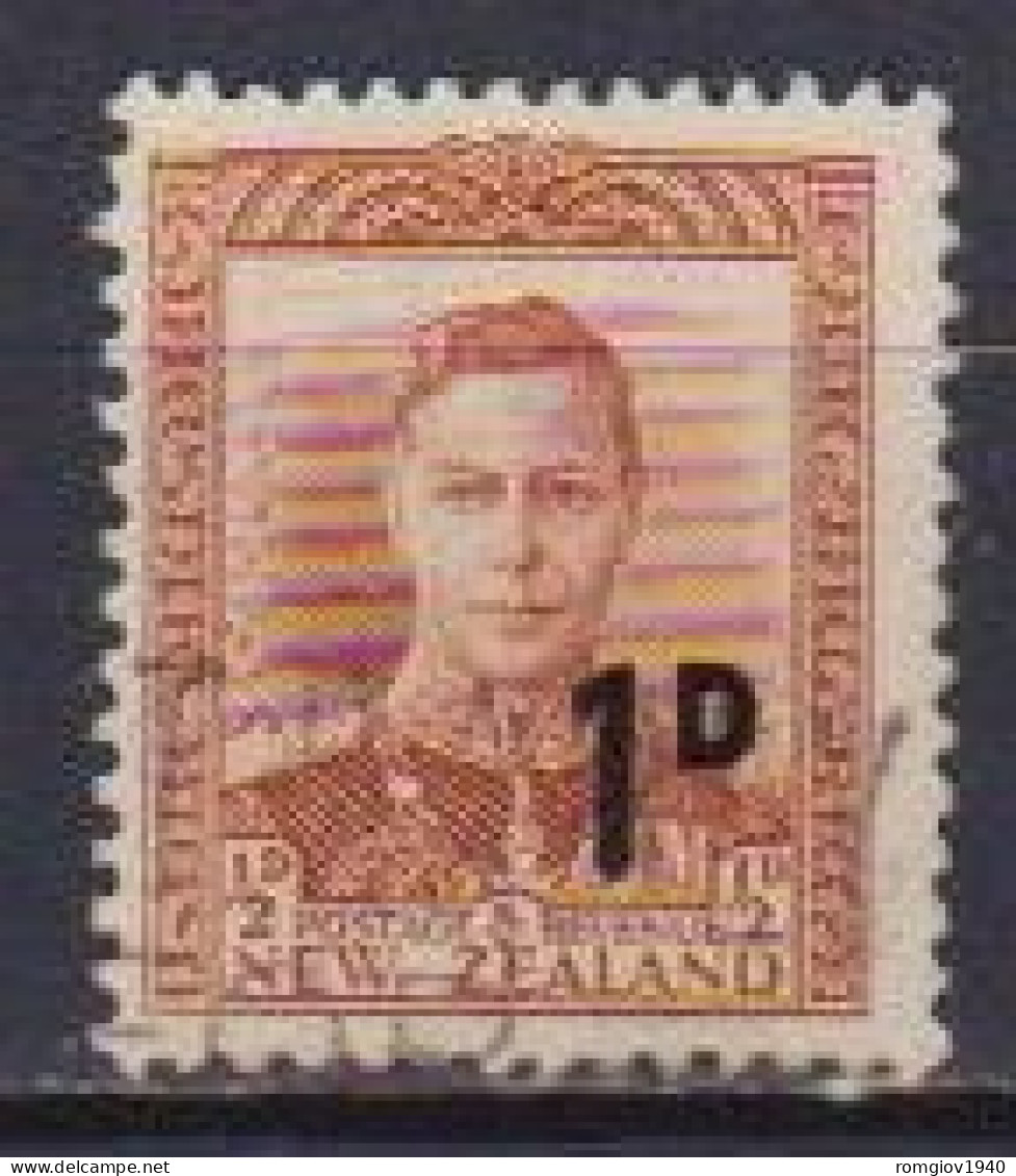 NUOVA ZELANDA  1952-53  EFFIGE DI GIORGIO VI SOPRASTAMPATO CON NUOVO VALORE UNIF. 358 USATO VF - Gebraucht