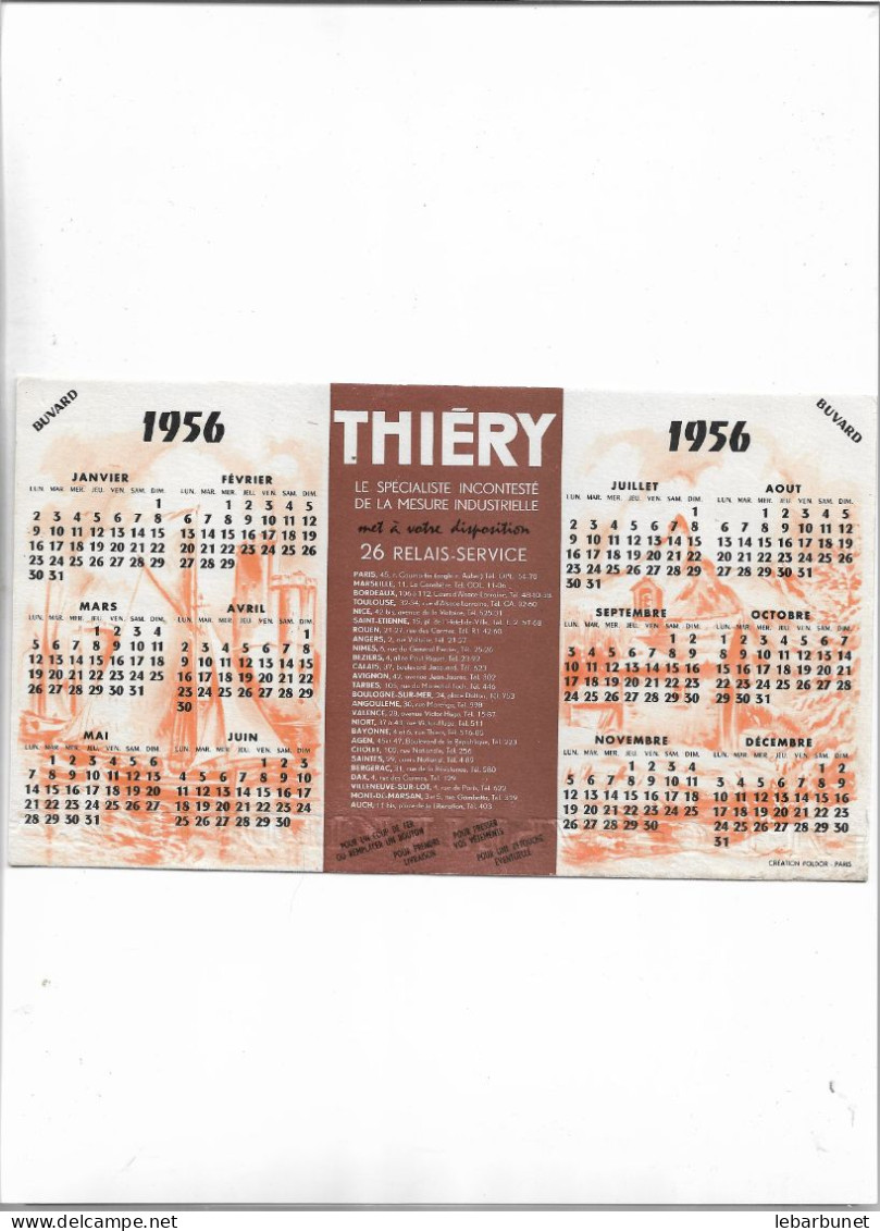 Buvard Ancien Thiéry Calendrier 1956 - T