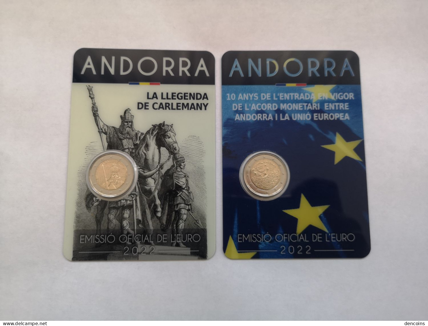 2 X 2 Euro ANDORRA 2022 CARLEMANY Y L'ACORD MONETARI - COINCARD - NEUF - NUEVAS - NEW 2€ - Andorre