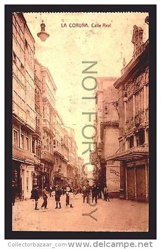 SPAIN POSTCARD GALICIA TARJETA POSTAL LA CORUÑA Ca1900 CALLE REAL W42101 - La Coruña