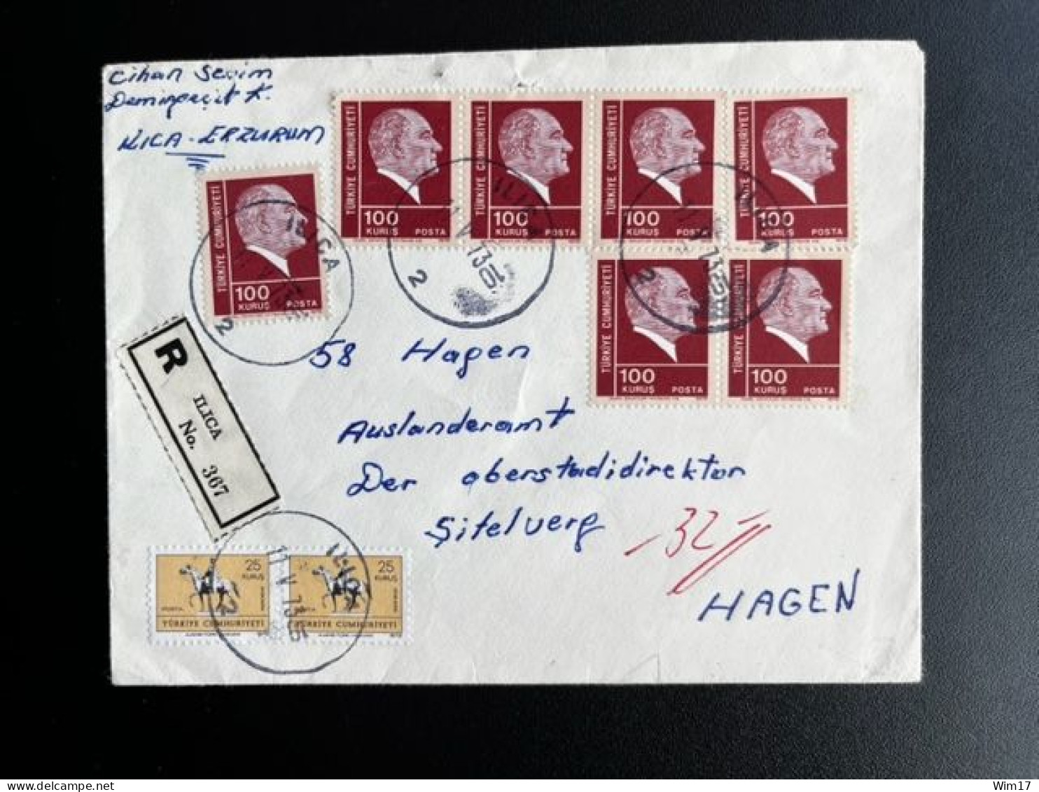 TURKEY 1973 REGISTERED LETTER ILICA TO HAGEN 11-05-1973 TURKIJE TURKIYE - Lettres & Documents