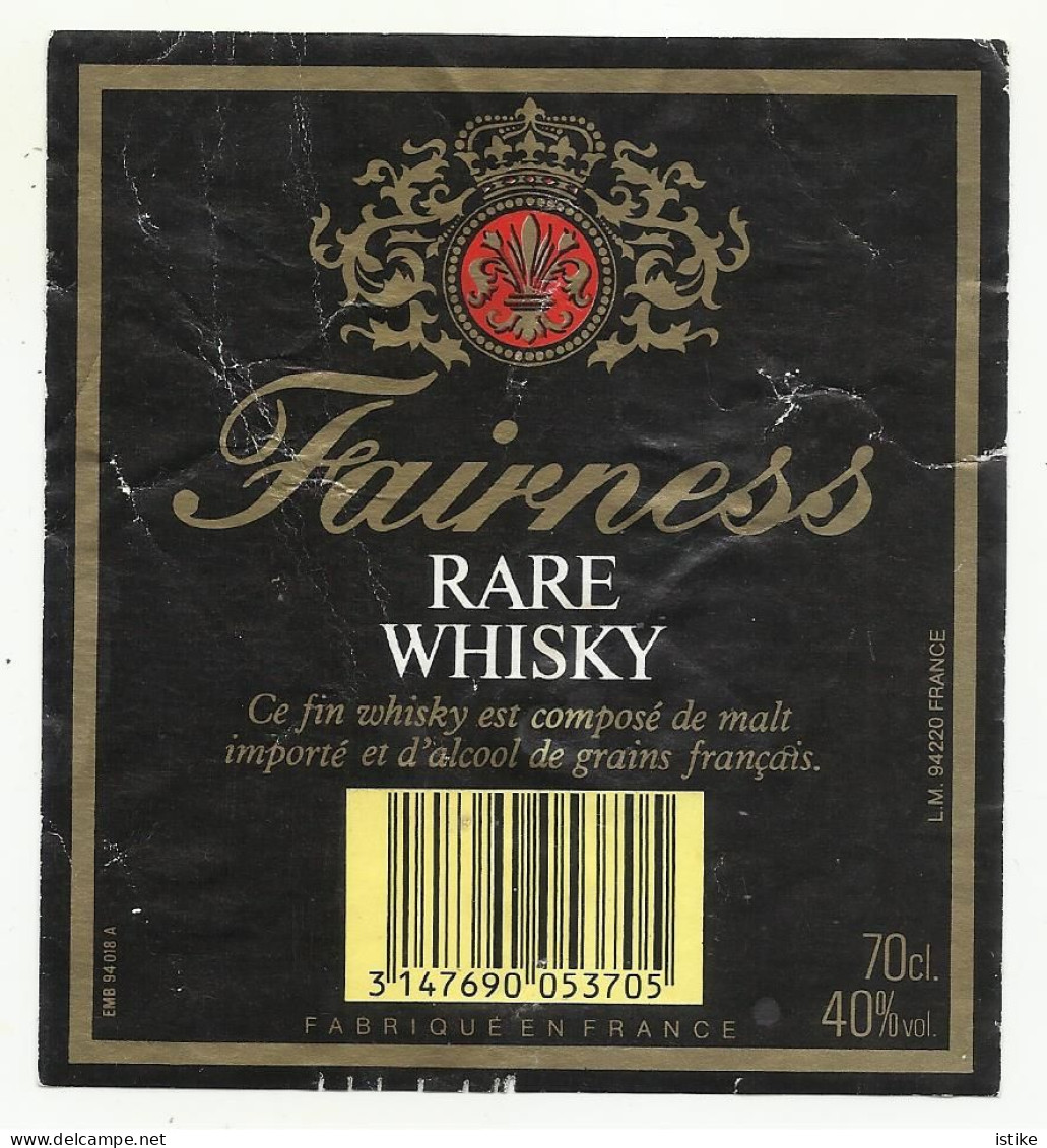 Fairness, Rare Whisky, "Fabrique En France", 70 Cl., 40%. - Whisky