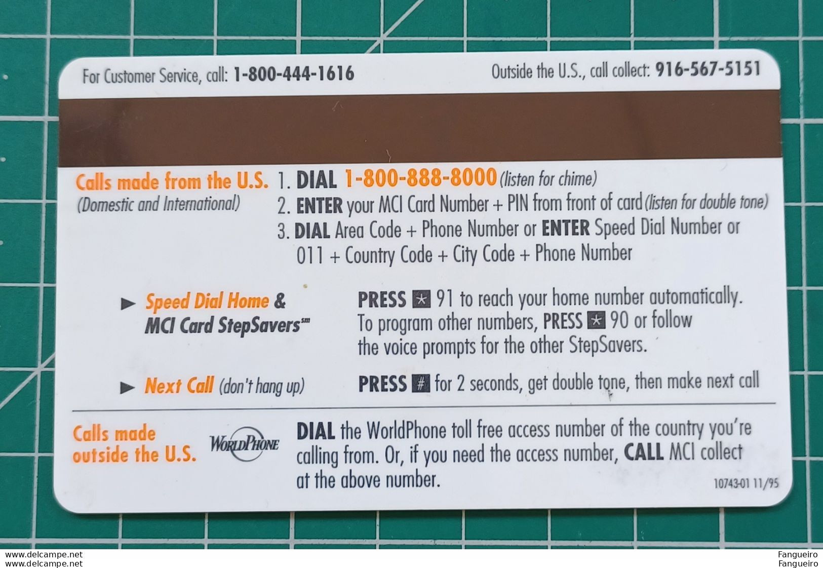 USA PHONECARD MCI CALLING CARD - Cartes Magnétiques