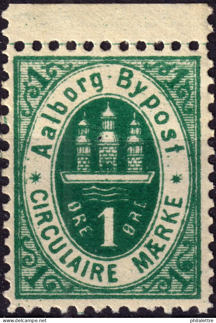 DANEMARK / DENMARK - 1887 - AALBORG CJ Als Local Post 1 øre Green  - No Gum -d - Local Post Stamps