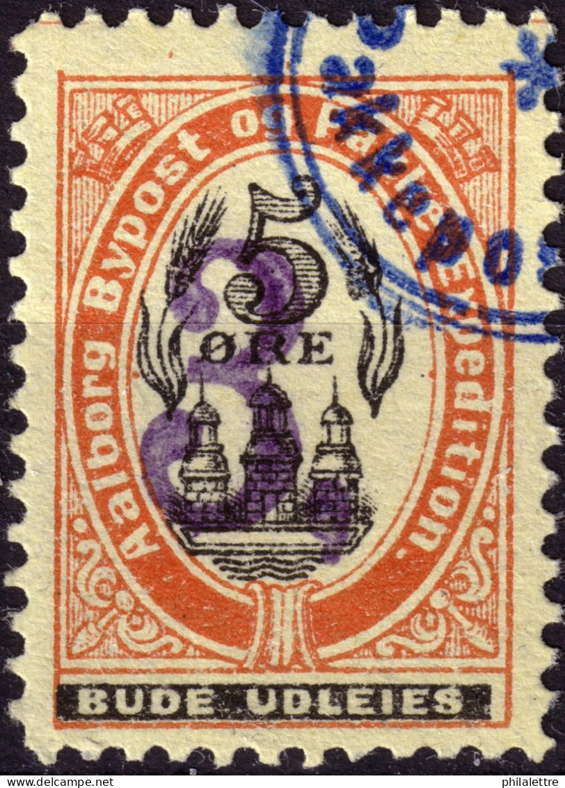 DANEMARK / DENMARK - 1889 - AALBORG CJ Als Local Post 3, Sur 5 øre Black & Red (surch. Violette) - VF Used -m - Local Post Stamps