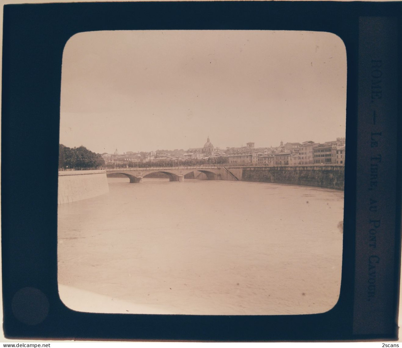 Italie - ROME - ROMA - Plaque De Verre Ancienne (1906) - Le Tibre, Au Pont Cavour - Bridges