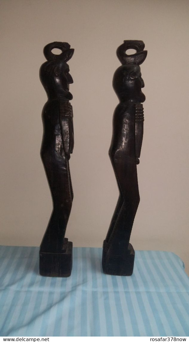 Tapanuli Batak Ethnic Traditional Vintage 18th Century Handcraft Carved Wood Statues Figurines A Pair - Hout