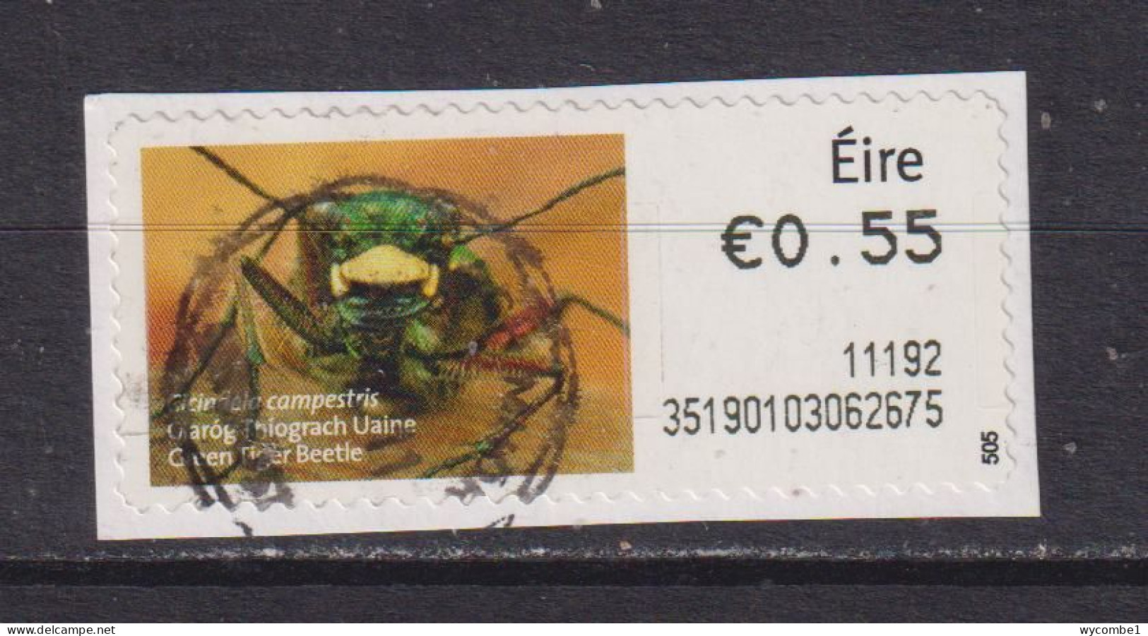 IRELAND  -  2010 Green Tiger Beetle SOAR (Stamp On A Roll)  Used On Piece As Scan - Oblitérés