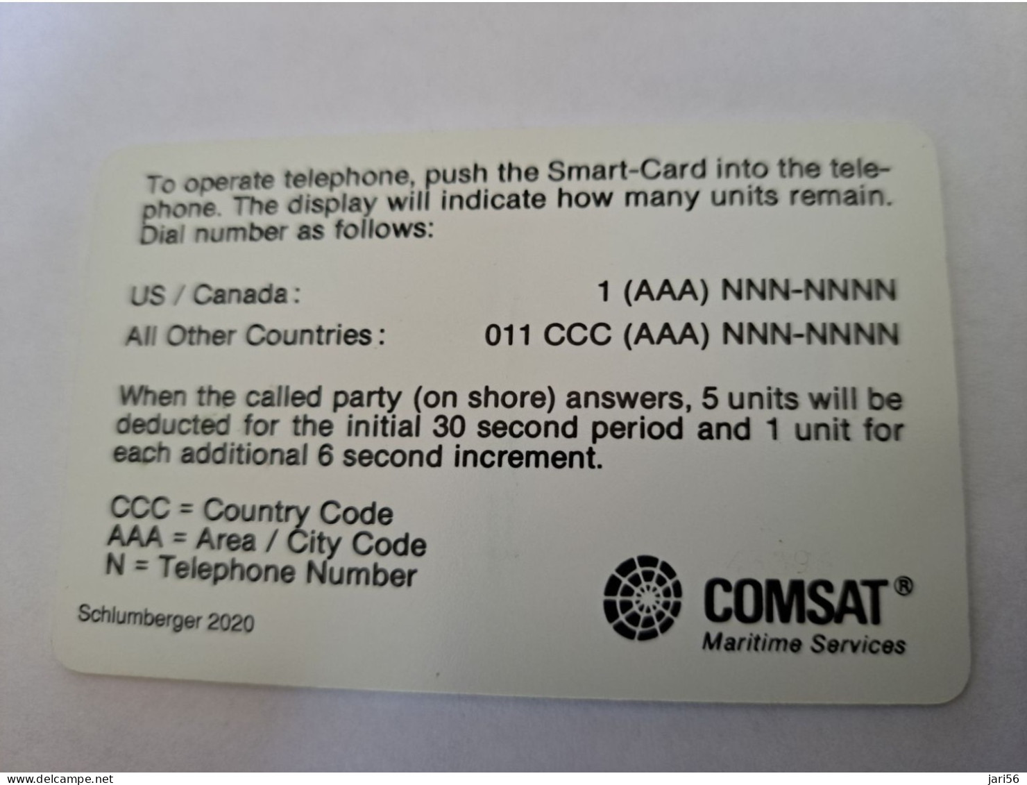 USA  / COMSAT / CHIP CARD  50 UNITS 5  MINUTES COMSAT : COM  A 50u COMSAT(ctrl 2020) USED   **13109** - Schede A Pulce