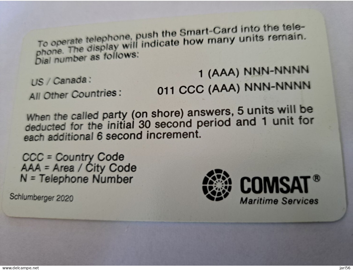 USA  / COMSAT / CHIP CARD  30 UNITS 3 MINUTES COMSAT : COM  A 30u COMSAT(ctrl 2020) USED   **13110** - [2] Chipkarten