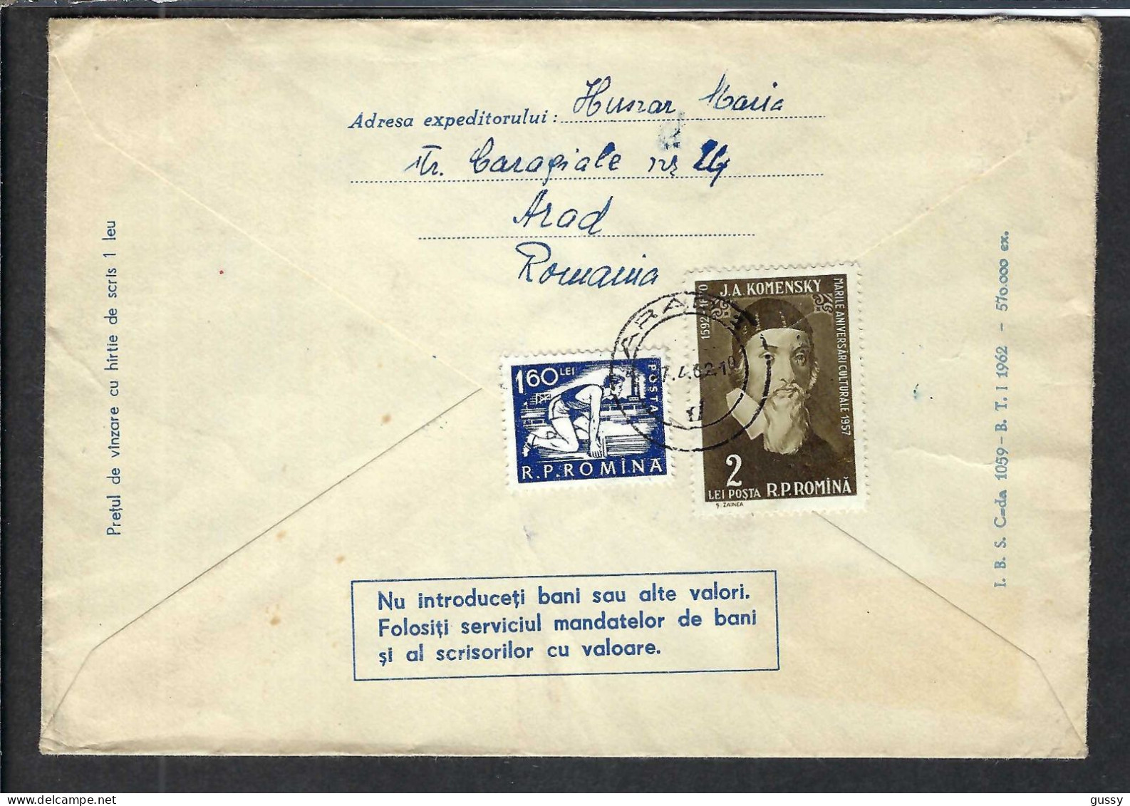 POLOGNE 1962: LSC Rec. P.A. De Arad Pour Genève - Lettres & Documents