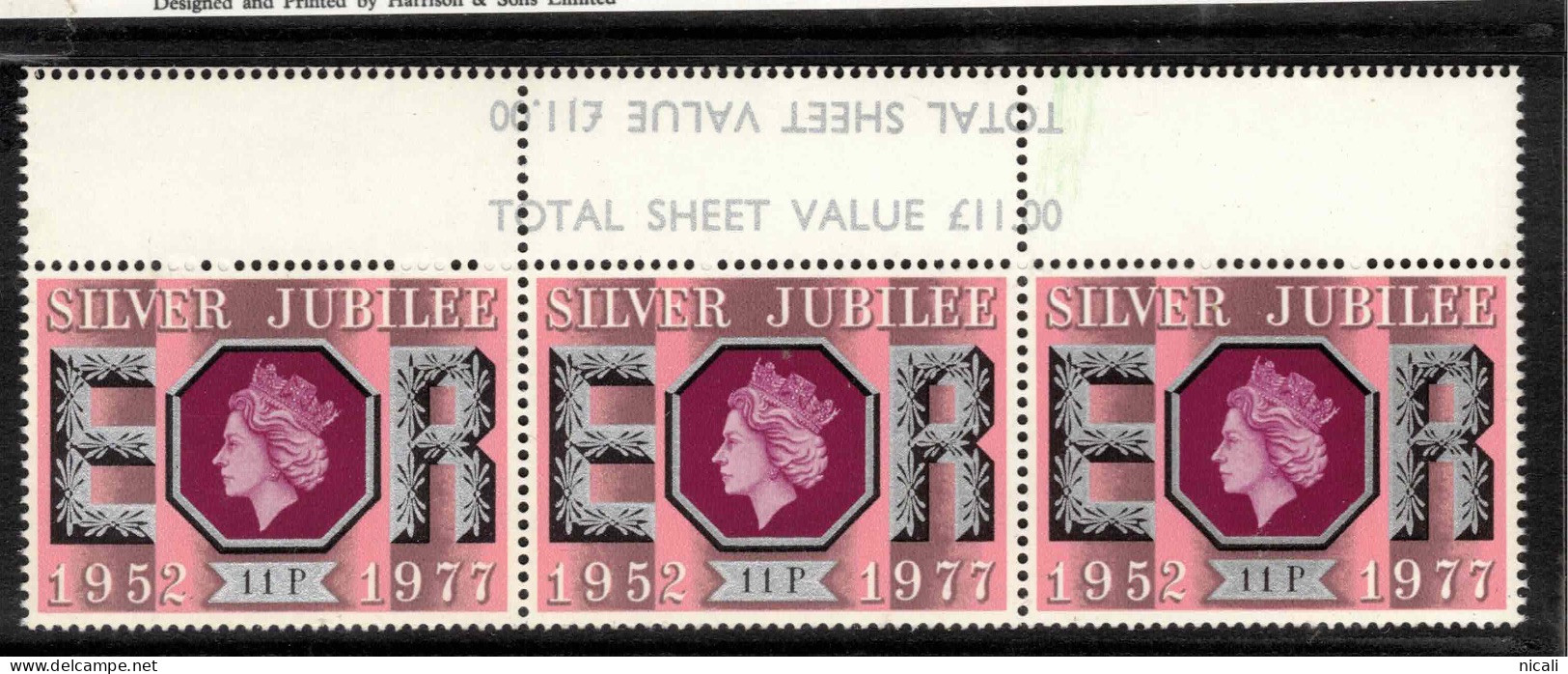 GB 1977 11p Silver Jubilee With Selvedge Printed Double And Inverted ZZ133 - Errors, Freaks & Oddities (EFOs