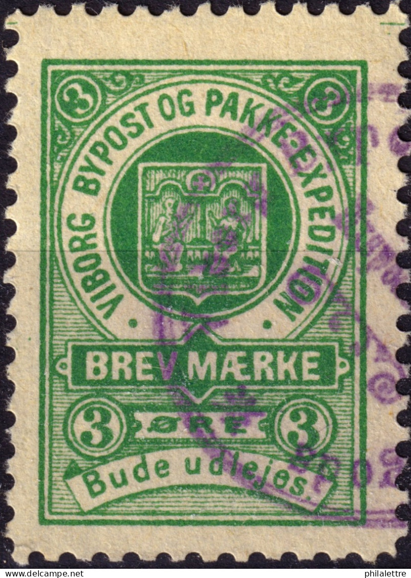 DANEMARK / DENMARK - 1887 - VIBORG K.Mathiassen Local Post 3 øre Green - VF Used -d - Local Post Stamps
