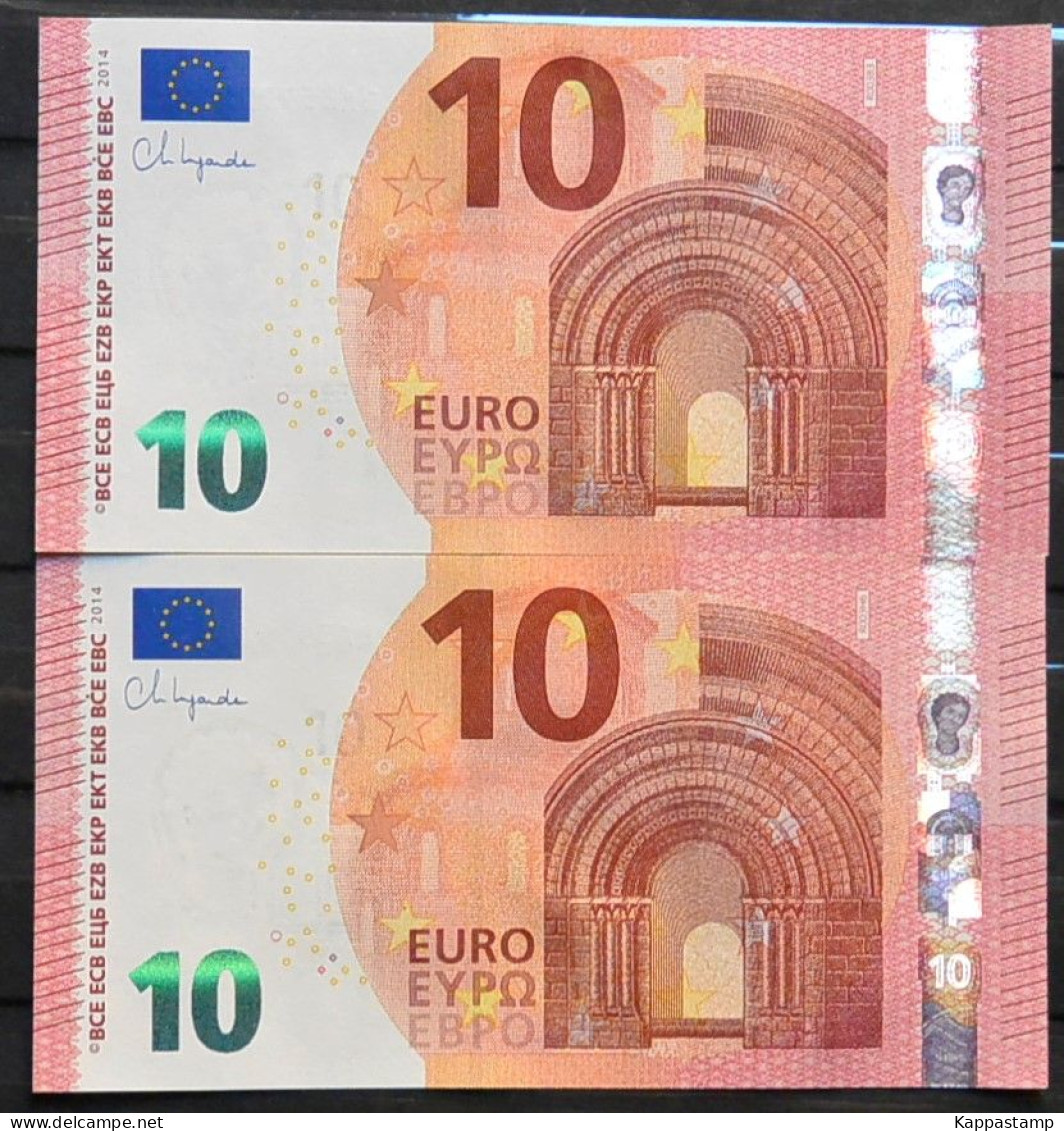 Coppia Di 10€ R LuxemburgP.27r -5 Numeri .Uguali R003B3 UNC (CAS/1 - 10 Euro